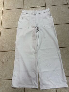 Christian Siriano White High-Waist Trousers with Contrast Stitching